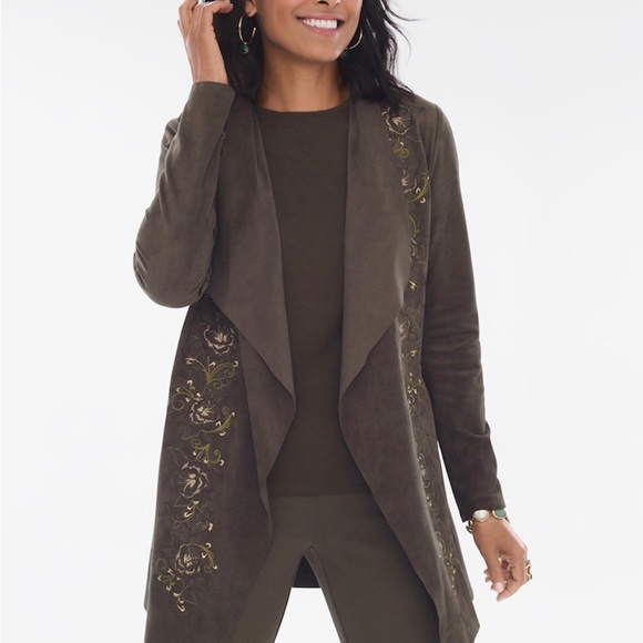 Jackets & Blazers - New with tag Chicos cardigan suede green size M